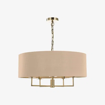 Knees dar lighting Jam0501 Jamelia 5 Light Shadelier Antique Brass Taupe Shade