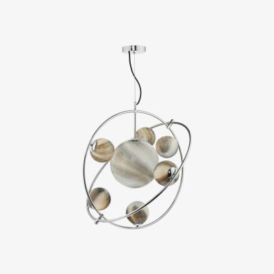 Knees dar lighting Mik3450 Mikara 7 Light Pendant Polished Chrome Glass
