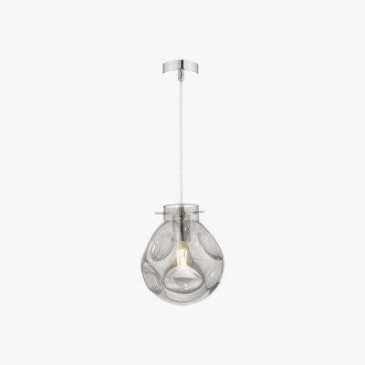 Knees dar lighting Qui0110 Quinn Pendant Polished Chrome and Smoked Glass