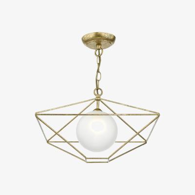Knees Dar Lighting ORS0135 Orsini 1 Light Pendant Antique Gold Opal Glass Shade