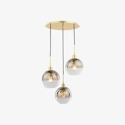 Knees dar lighting LYC8835 Lycia 3 Light Cluster Pendant Satin Gold and Gold Ombre Glass