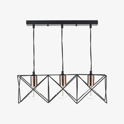 Knees dar lighting Mid0322 Midi 3 Light Bar Pendant Black and Bright Copper Detail