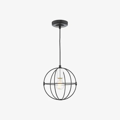Knees dar lighting Jav0150 Javari 1 Light Pendant Matt Black/Polished Chrome