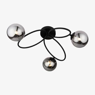 Knees Ellipse 3 Light Semi Flush Ceiling Light - Black
