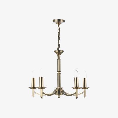 Knees dar lighting Amb0575 Ambassador 5 Light Dual Mount Pendant Antique Brass