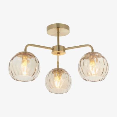 Knees Famatina 3 Light Semi Flush Ceiling Light - Brushed Brass