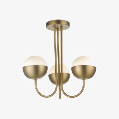 Knees dar lighting AND0342 Andre 3 Light Semi Flush Aged Brass