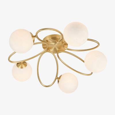 Knees Esquina 5 Light Semi Flush Ceiling Light - Satin Brass