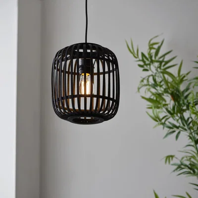 Knees Mathias Bamboo Pendant Light - Black