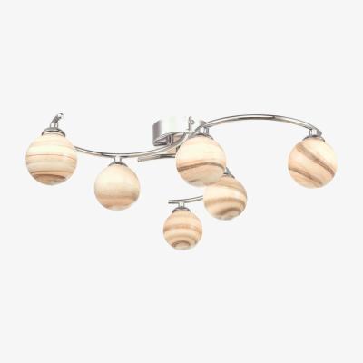 Knees dar lighting ATI6450-07 Atiya 6 Light Semi Flush Polished Chrome With Planet Style Glass