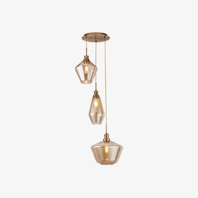 La Redoute Champagne Ceiling Pendant with 3 Contrasting Glass Shades