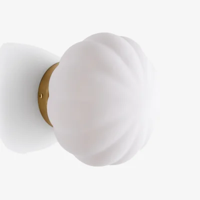 La Redoute Amia Wall Or Ceiling Light in Brass and Opaline Glass