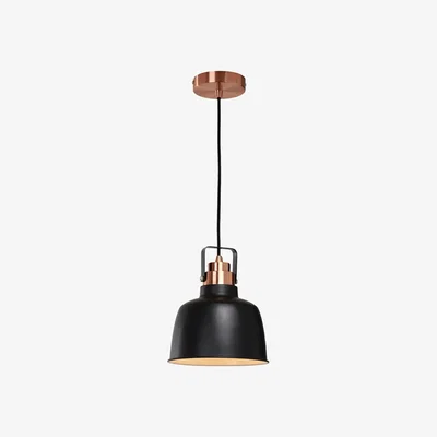 La Redoute Matt Black Dome with Copper Contrast Ceiling Light