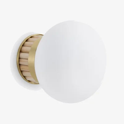 La Redoute Dolce Wall Or Ceiling Light in Brass, Bamboo and Opaline Glass