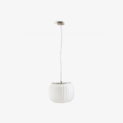 La Redoute Canelé Wide Ceiling Pendant Light in Opaline Glass & Brass Metal
