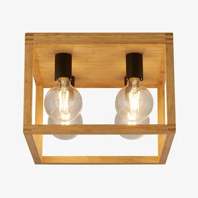 La Redoute Square Bamboo Wood 4 Light Ceiling Light