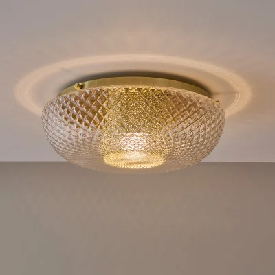 La Redoute Mistinguett Chiselled Glass/Brass Wall Ceiling Light