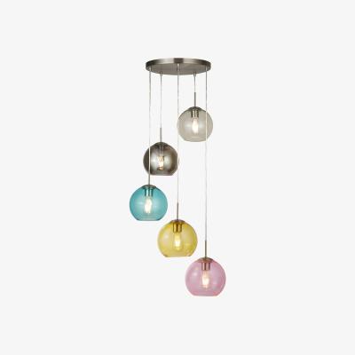 La Redoute 5 Multi Colour Glass Shades Spiral Ceiling Pendant