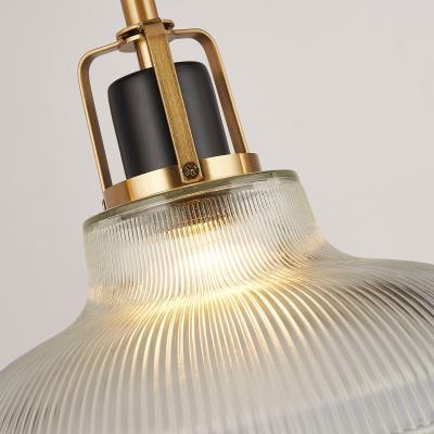 La Redoute 3 Light Ribbed Glass with Black and Brass Ceiling Light Bar