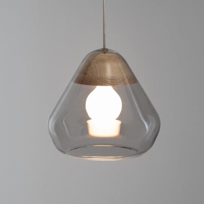La Redoute Nasoa 30cm Diameter Glass & Wood Ceiling Light