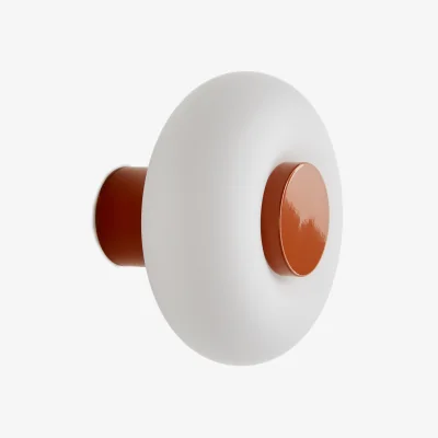 La Redoute Omer Wall Or Ceiling Light in Iron and Opaline Glass, Diameter 21.5cm
