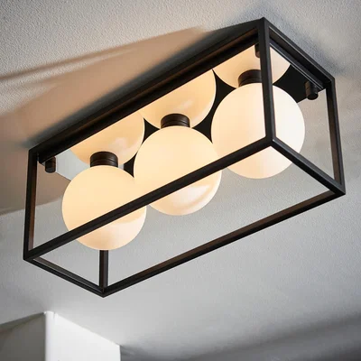 La Redoute White Orb Indsutrial Flush Ceiling Light