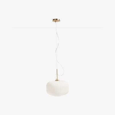 La Redoute Salta Vintage Pendant Ceiling Light in Opaline Glass & Brass Metal