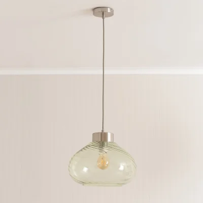 La Redoute Courtney Brushed Metal Pendant Light with Spiral Glass Shade