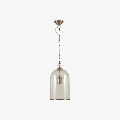 La Redoute Clear Glass and Antique Brass Cloche Pendant Ceiling Light