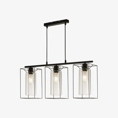 La Redoute 3 Light Black Frame with Clear Inner Glass Pendant Ceiling Light