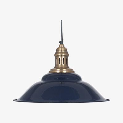 La Redoute Navy Metal and Antique Brass Café Style Pendant Ceiling Light