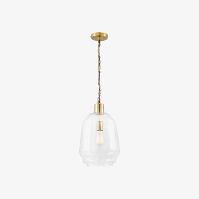 La Redoute Clear Glass and Antique Brass 3 Chain Drop Pendant Light