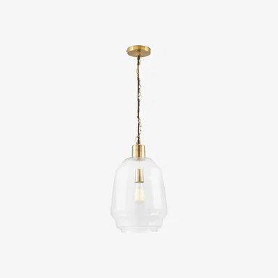 La Redoute Clear Glass and Antique Brass 3 Chain Drop Pendant Light