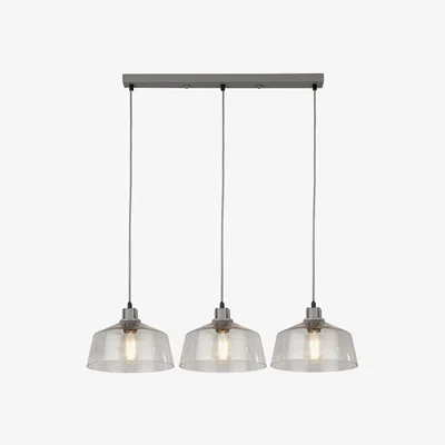 La Redoute 3 Light Clear Glass with Grey Detail Ceiling Light Bar