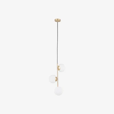 La Redoute 3 White Glass Orb and Gold Metal Pendant Light