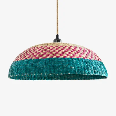 La Redoute Hilo Colourful Woven Straw 44cm Diameter Ceiling Light
