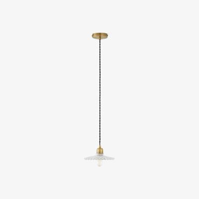 La Redoute Iloa 20cm Diameter Brass and Striated Glass Ceiling Light