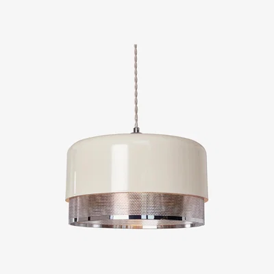 La Redoute Cream Dome Metal with Chrome Inlay Easyfit Ceiling Shade