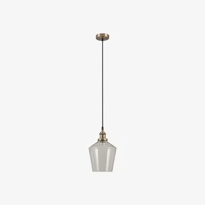 La Redoute Clear Glass Cloche with Antique Brass Fittings Pendant Ceiling Light