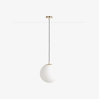 La Redoute Moricio Pendant Ceiling Light in Opaline Glass & Brass Metal