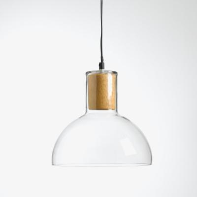 La Redoute Lizia Industrial Style Pendant Light in Glass & Wood