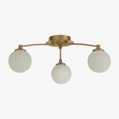 La Redoute 3 Light Opal and Brass Ceiling Pendant