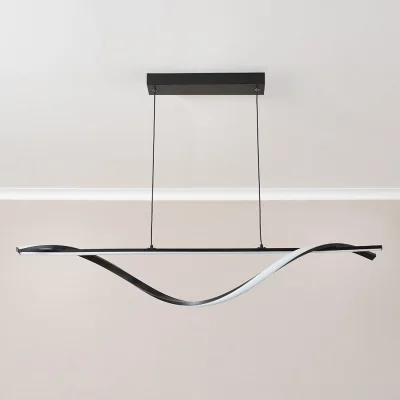 La Redoute Inez Twist Drop Bar LED Pendant Light in Matte Black