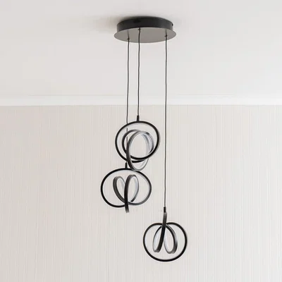 La Redoute Matte Black Loop 3-Drop Cluster LED Ceiling Pendant Light