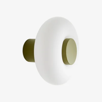 La Redoute Omer Wall Or Ceiling Light in Iron and Opaline Glass, Diameter 21.5cm
