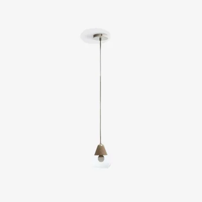 La Redoute Nasoa 14cm Diameter Glass & Wood Ceiling Light