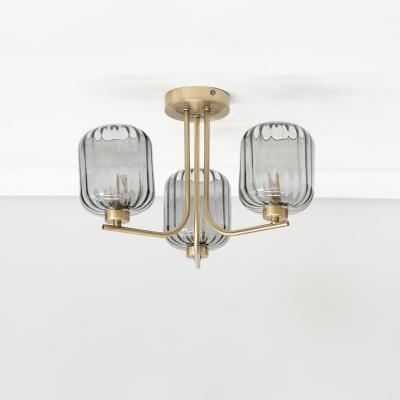 La Redoute Ribbed Glass 3 Arm Ceiling Light