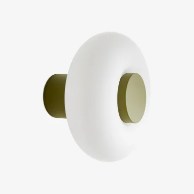 La Redoute Omer Wall Or Ceiling Light in Iron and Opaline Glass, Diameter 21.5cm