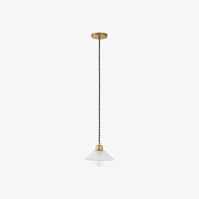La Redoute Iloa 19.3cm Diameter Brass and Striated Glass Ceiling Light
