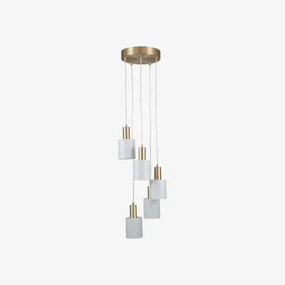 La Redoute White and Gold Contrast 5 Cluster Drop Pendant Ceiling Light